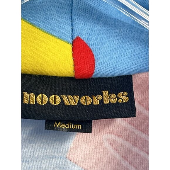 Nooworks Blue Sleeveless Greta Jumpsuit Snacks Sz Medium Artsy Colorful Funky - Picture 4 of 7